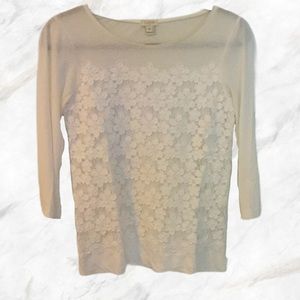 J-Crew White Floral Blouse: